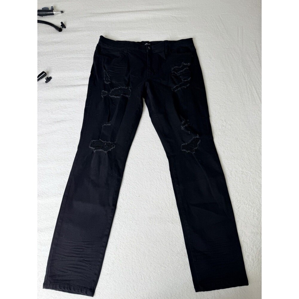 Fashion Nova Men Black Ripped Jeans 38,new